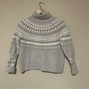 Vineyard Vines Gray and White Turtleneck Sweater